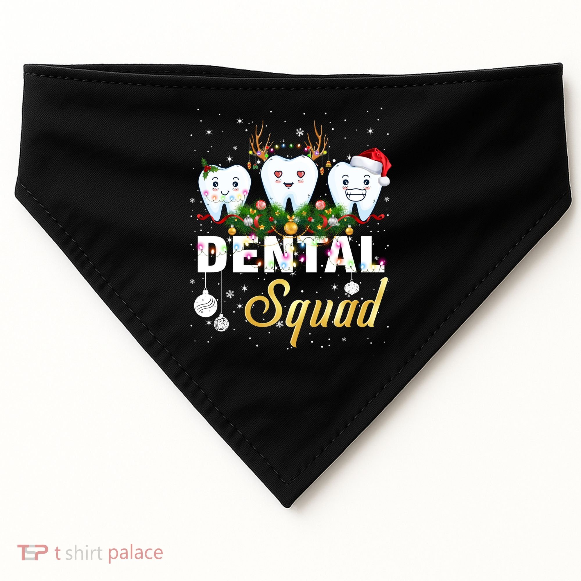Dentist Hygienist Christmas Dental Squad Cute Gift USA-Made Doggie Bandana