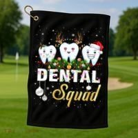 Dentist Hygienist Christmas Dental Squad Cute Gift Golf Towel thumb 1
