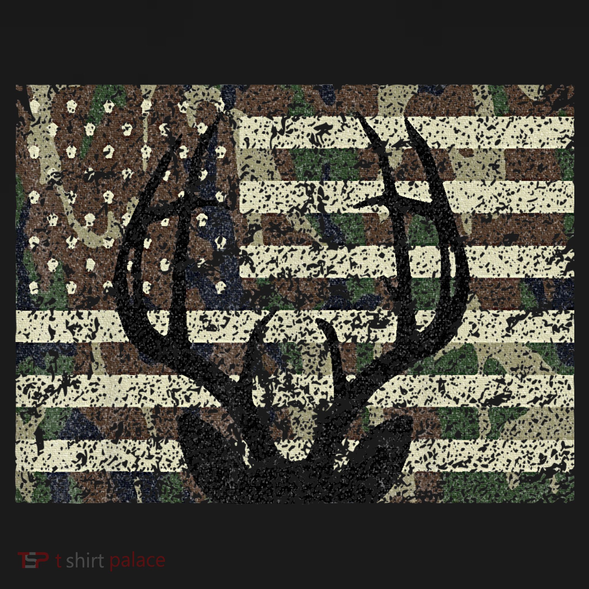 Deer Hunting Camo American Flag Buck Antlers Hunter Country Sweatshirt