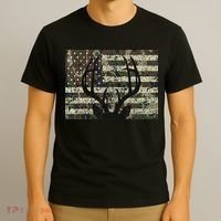 Deer Hunting Camo American Flag Buck Antlers Hunter Country T-Shirt thumb 3
