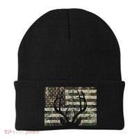 Deer Hunting Camo American Flag Buck Antlers Hunter Country Beanie thumb 0