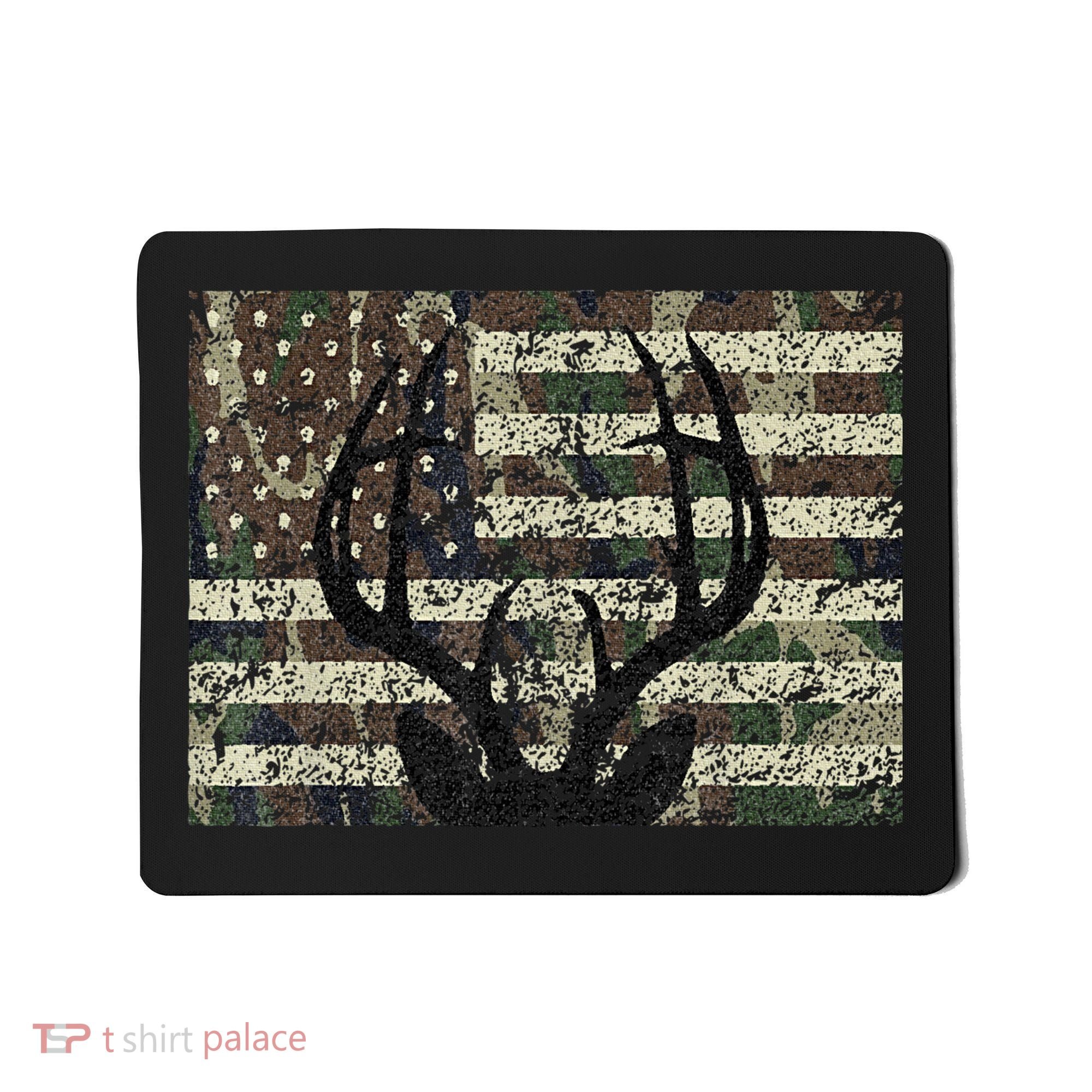 Deer Hunting Camo American Flag Buck Antlers Hunter Country Mousepad