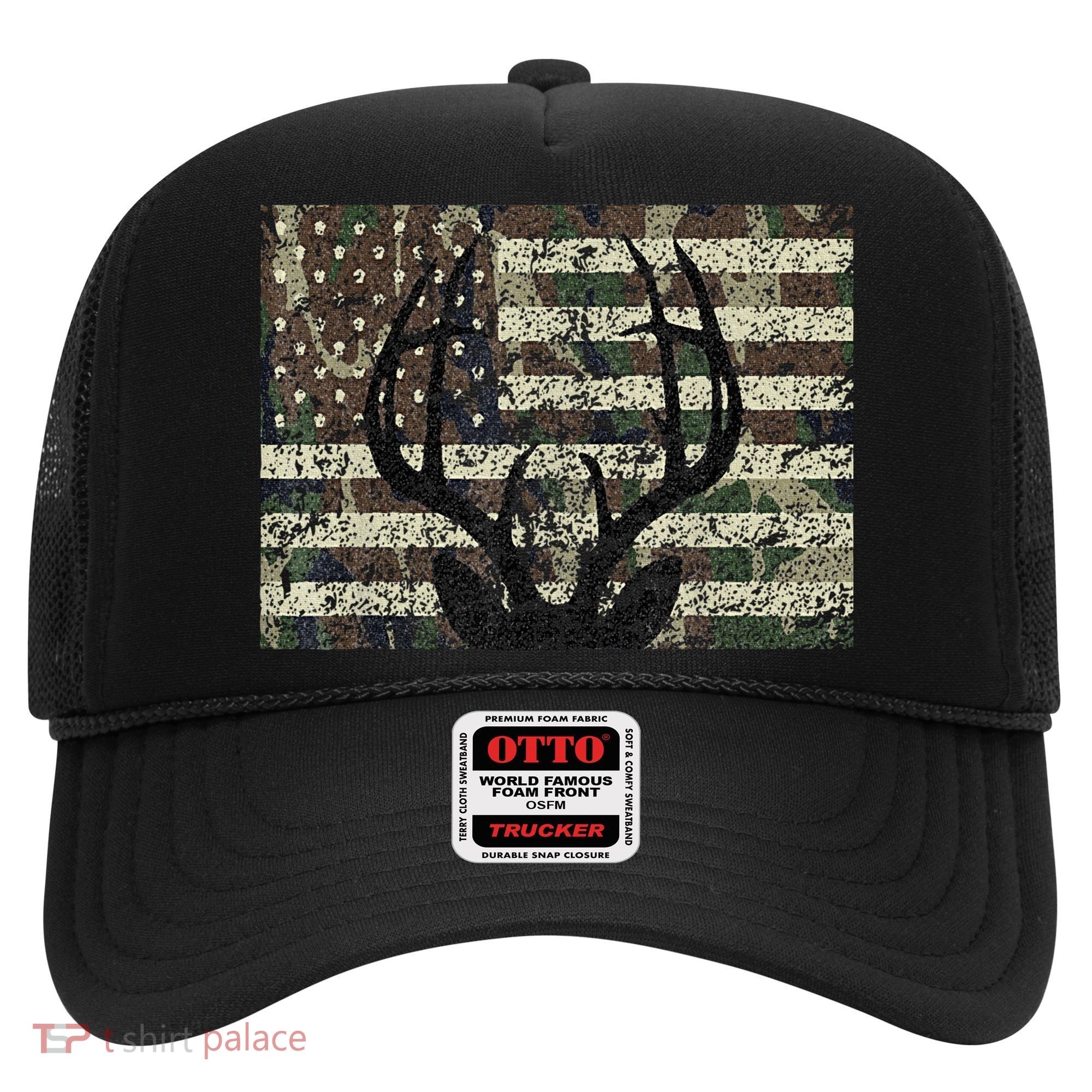 Deer Hunting Camo American Flag Buck Antlers Hunter Country Hat