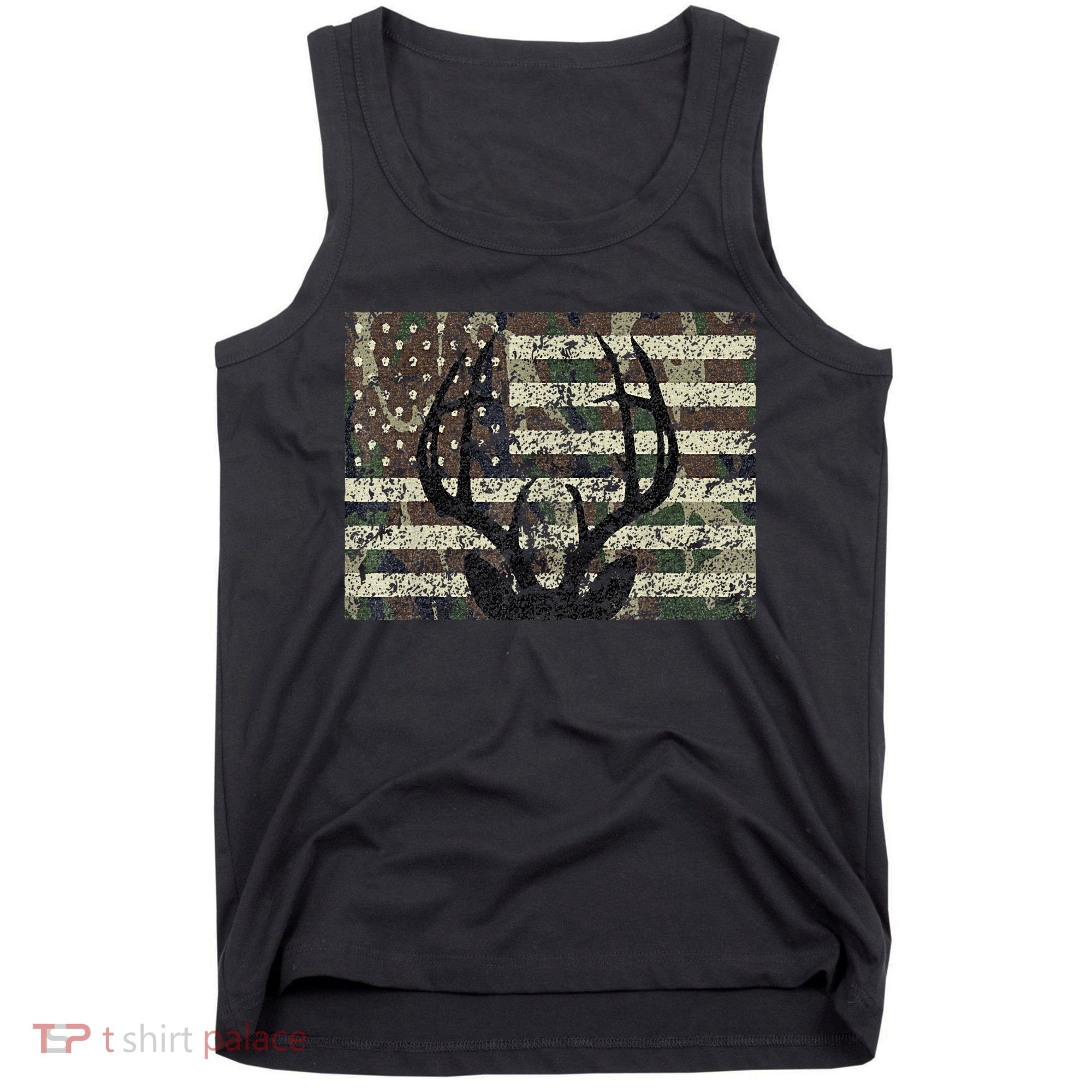 Deer Hunting Camo American Flag Buck Antlers Hunter Country Tank Top