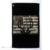 Deer Hunting Camo American Flag Buck Antlers Hunter Country Golf Towel thumb 0