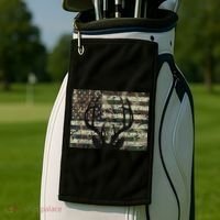 Deer Hunting Camo American Flag Buck Antlers Hunter Country Golf Towel thumb 2