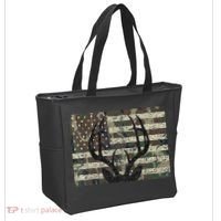 Deer Hunting Camo American Flag Buck Antlers Hunter Country Tote Bag thumb 2