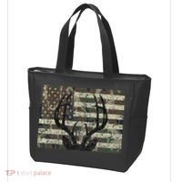 Deer Hunting Camo American Flag Buck Antlers Hunter Country Tote Bag thumb 3
