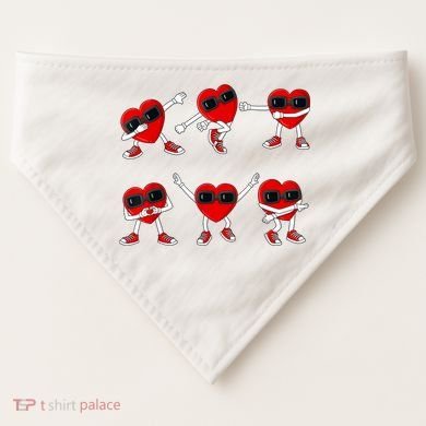 Dancing Hearts Dance Challenge Valentines Day USA-Made Doggie Bandana