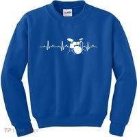 Drums Heartbeat Drummer Music Band Gift Cool Gift Kids Sweatshirt thumb 0