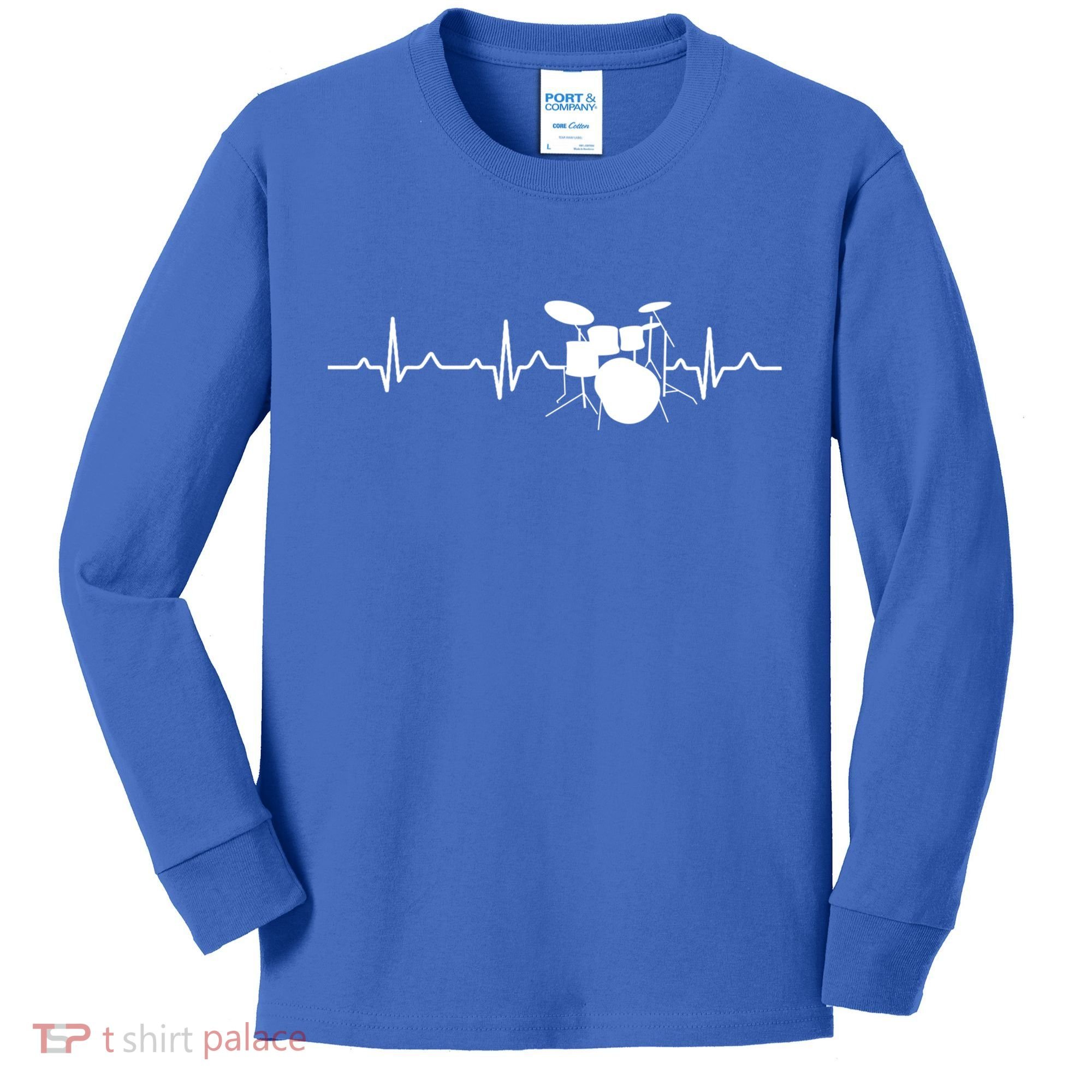 Drums Heartbeat Drummer Music Band Gift Cool Gift Kids Long Sleeve Shirt
