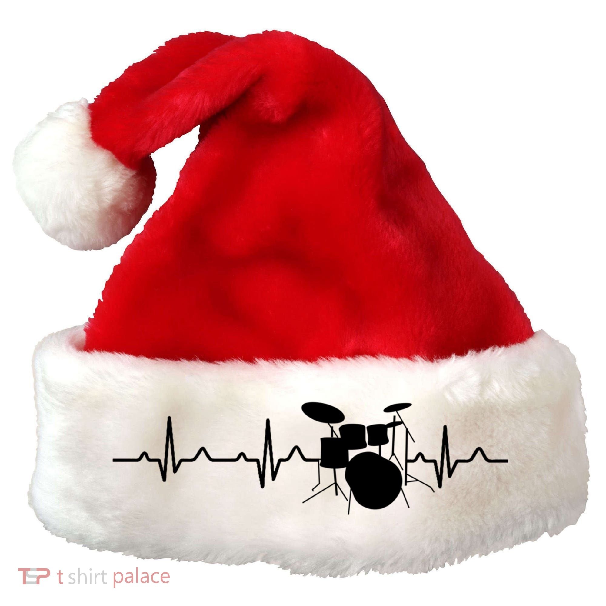 Drums Heartbeat Drummer Music Band Gift Cool Gift Santa Hat