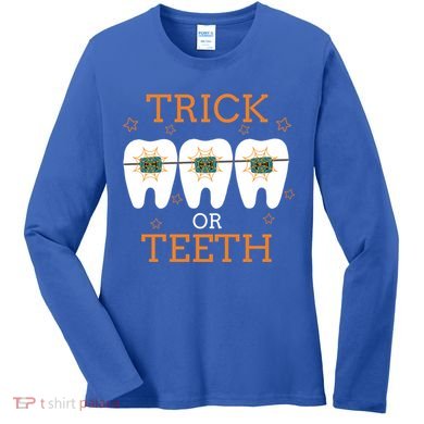 Dentist Halloween Dental Hygienist Trick Or Treat Teeth Gift Women's Long Sleeve Shirt