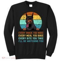 Doberman Hungry Dog Funny Mom Dad I'll be Watching You Sweatshirt thumb 0