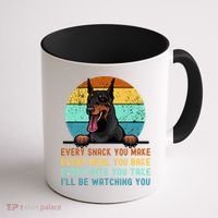 Doberman Hungry Dog Funny Mom Dad I'll be Watching You Coffee Mug thumb 1