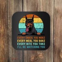 Doberman Hungry Dog Funny Mom Dad I'll be Watching You Coaster thumb 0