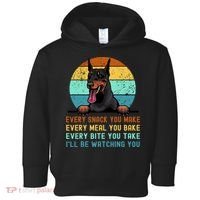 Doberman Hungry Dog Funny Mom Dad I'll be Watching You Toddler Hoodie thumb 0
