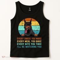 Doberman Hungry Dog Funny Mom Dad I'll be Watching You Tank Top thumb 2