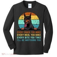 Doberman Hungry Dog Funny Mom Dad I'll be Watching You Kids Long Sleeve Shirt thumb 0
