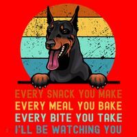 Doberman Hungry Dog Funny Mom Dad I'll be Watching You Santa Hat thumb 1