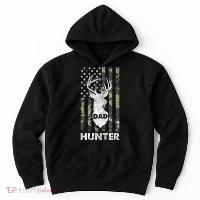 Deer Hunter Dad Cool Hunting American Flag Camo Stripes Papa Hoodie