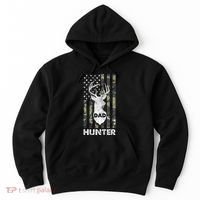 Deer Hunter Dad Cool Hunting American Flag Camo Stripes Papa Hoodie thumb 0