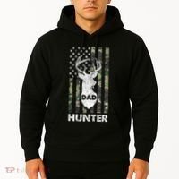 Deer Hunter Dad Cool Hunting American Flag Camo Stripes Papa Hoodie thumb 2