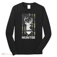 Deer Hunter Dad Cool Hunting American Flag Camo Stripes Papa Long Sleeve Shirt thumb 0
