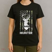 Deer Hunter Dad Cool Hunting American Flag Camo Stripes Papa T-Shirt thumb 4