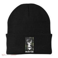 Deer Hunter Dad Cool Hunting American Flag Camo Stripes Papa Beanie thumb 0