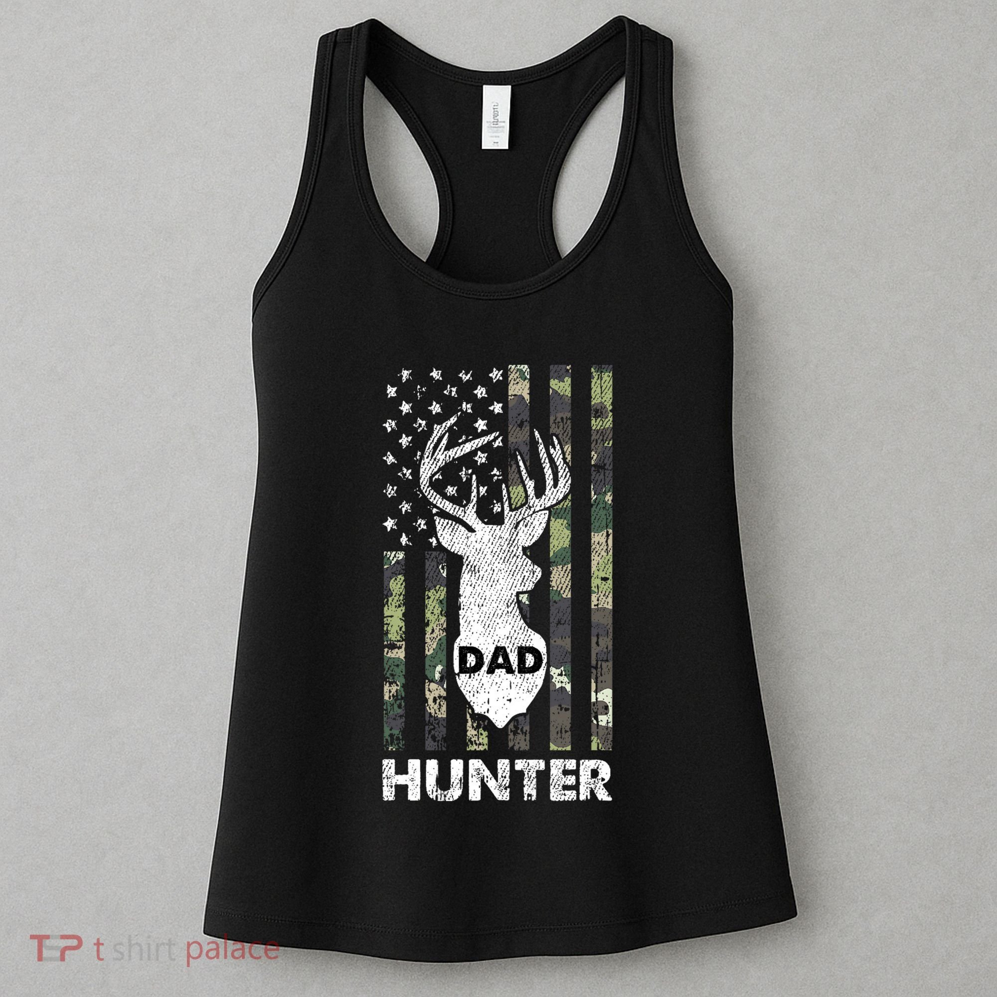 Deer Hunter Dad Cool Hunting American Flag Camo Stripes Papa Women's Tank Top