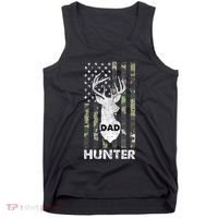 Deer Hunter Dad Cool Hunting American Flag Camo Stripes Papa Tank Top thumb 0
