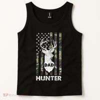 Deer Hunter Dad Cool Hunting American Flag Camo Stripes Papa Tank Top thumb 2