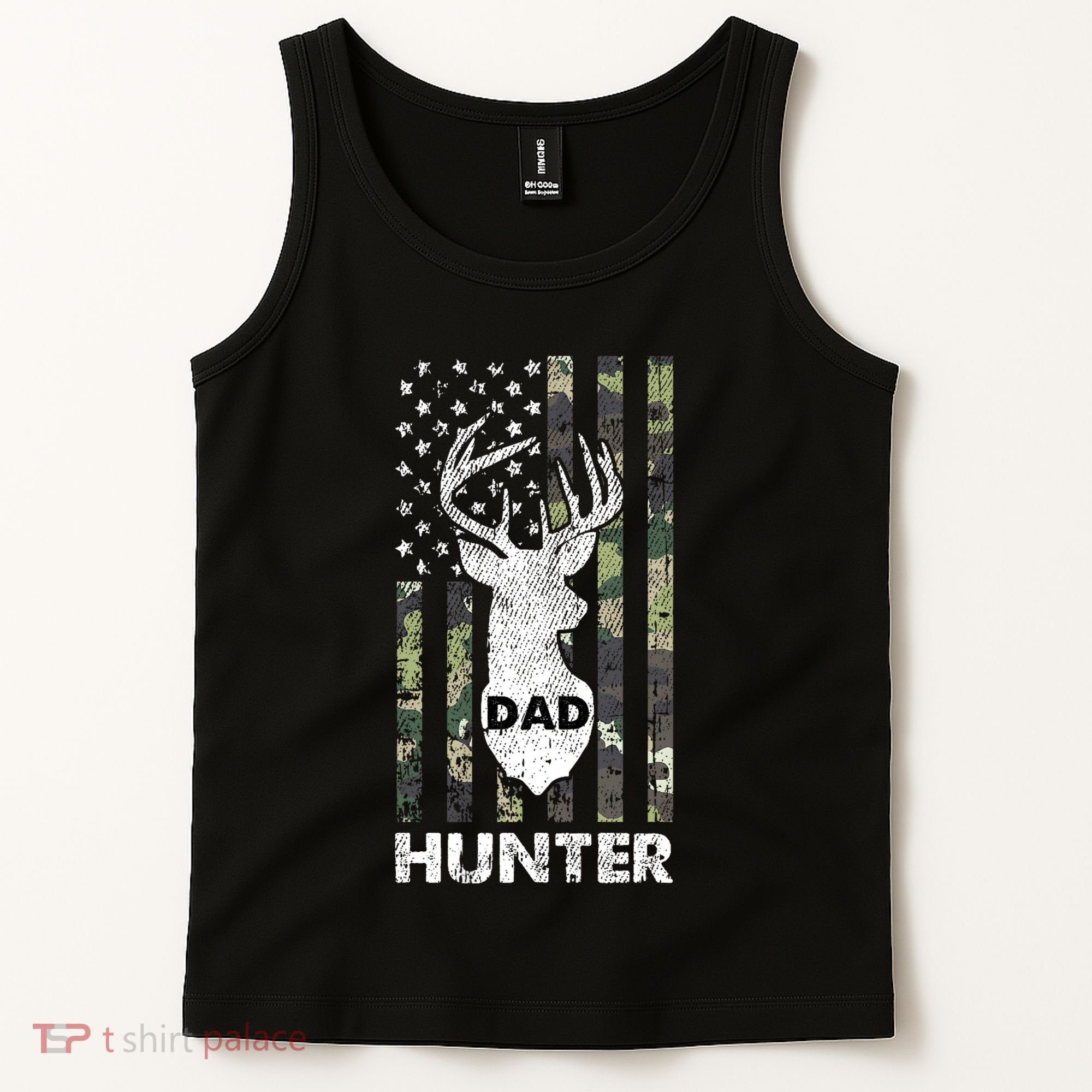 Deer Hunter Dad Cool Hunting American Flag Camo Stripes Papa Tank Top