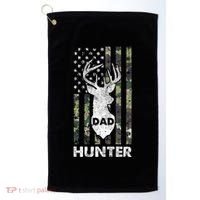 Deer Hunter Dad Cool Hunting American Flag Camo Stripes Papa Golf Towel thumb 0