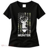 Deer Hunter Dad Cool Hunting American Flag Camo Stripes Papa Women's T-Shirt thumb 0