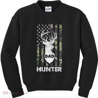 Deer Hunter Dad Cool Hunting American Flag Camo Stripes Papa Kids Sweatshirt thumb 0