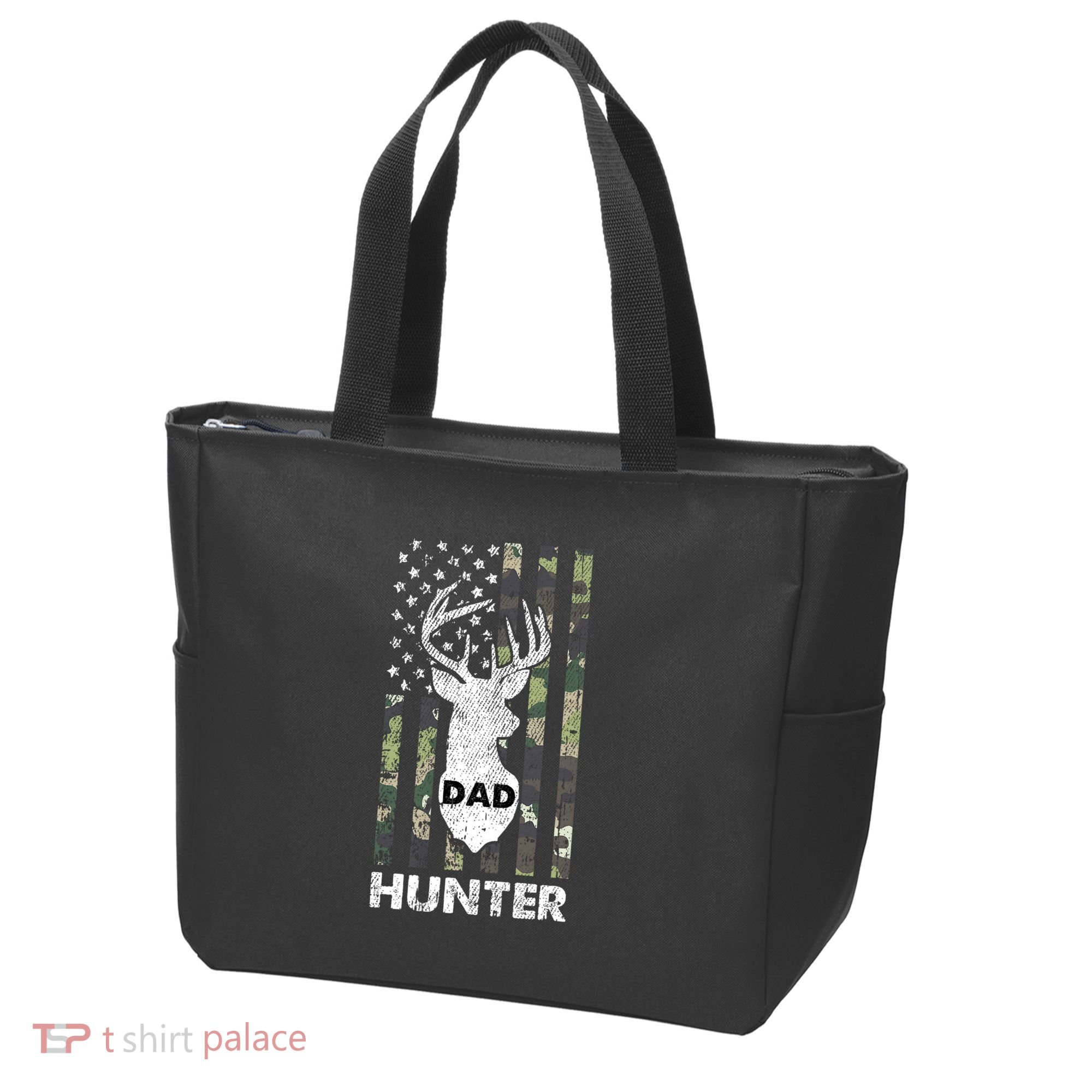 Deer Hunter Dad Cool Hunting American Flag Camo Stripes Papa Tote Bag