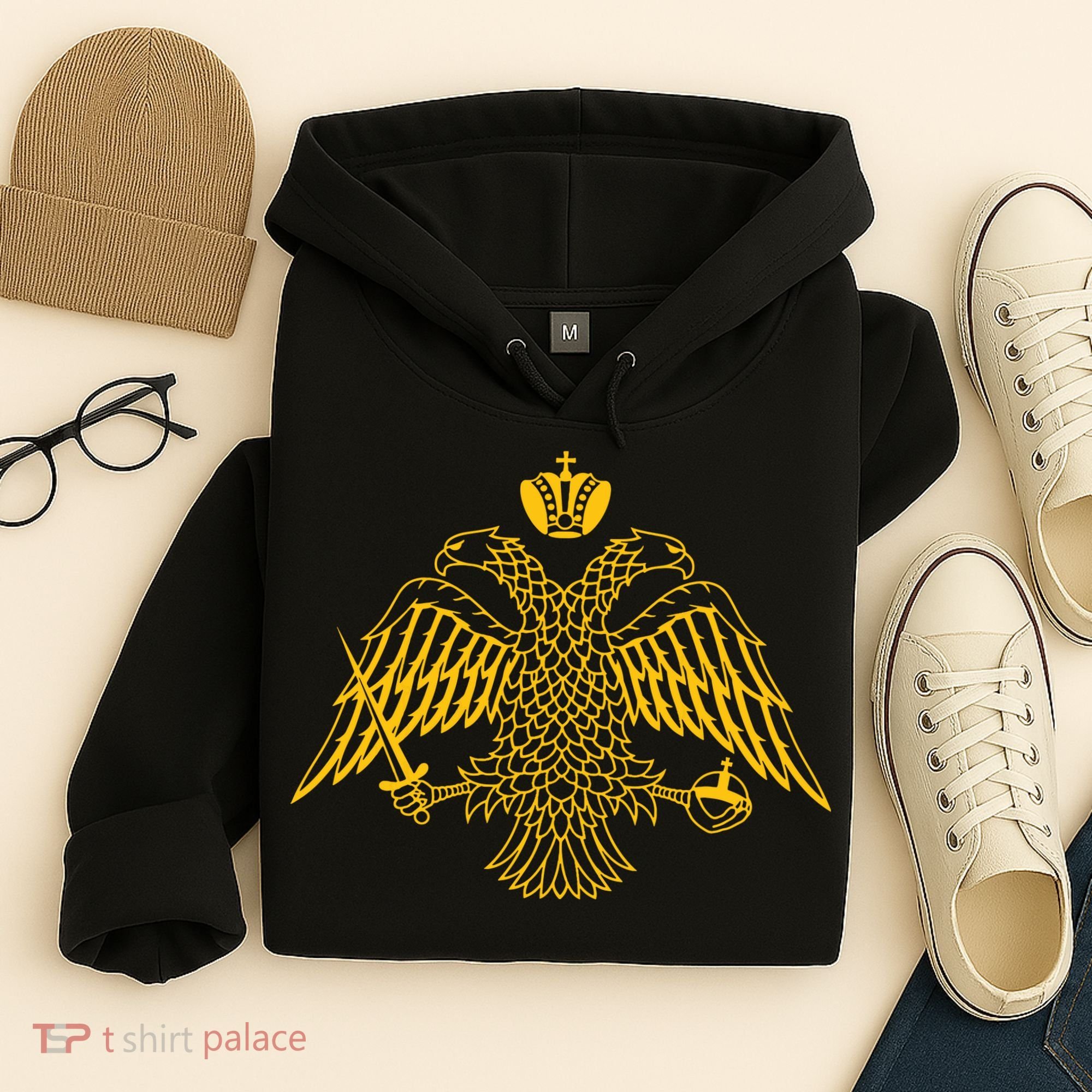 Double Headed Eagle Byzantine Christian Orthodox Emblem Hoodie