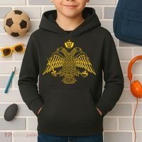 Double Headed Eagle Byzantine Christian Orthodox Emblem Kids Hoodie thumb 2