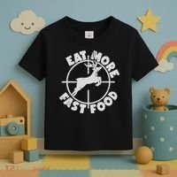 Deer Hunting Eat More Fast Food Funny Tee For Hunters Toddler T-Shirt thumb 3