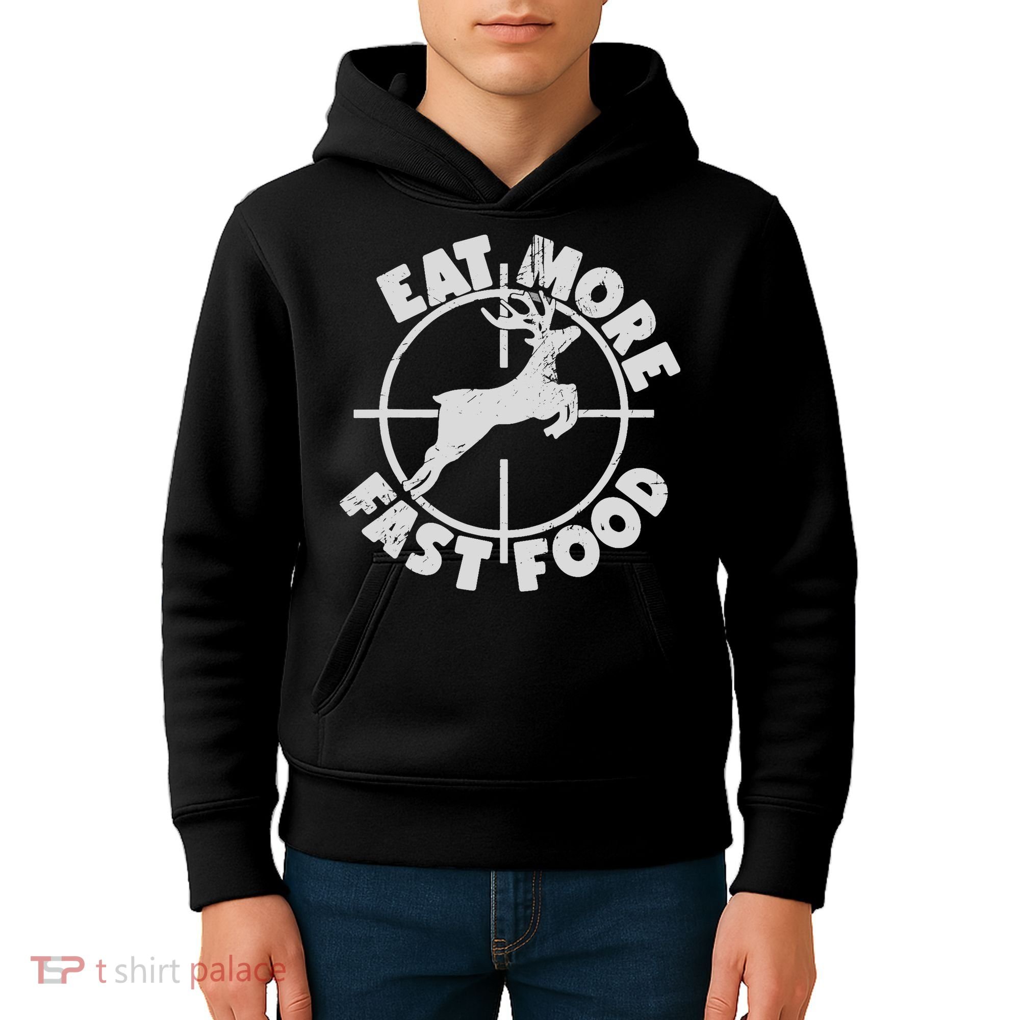 Deer Hunting Eat More Fast Food Funny Tee For Hunters Kids Hoodie