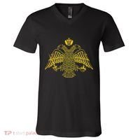 Double Headed Eagle Byzantine & Christian Orthodox Emblem V-Neck T-Shirt thumb 0