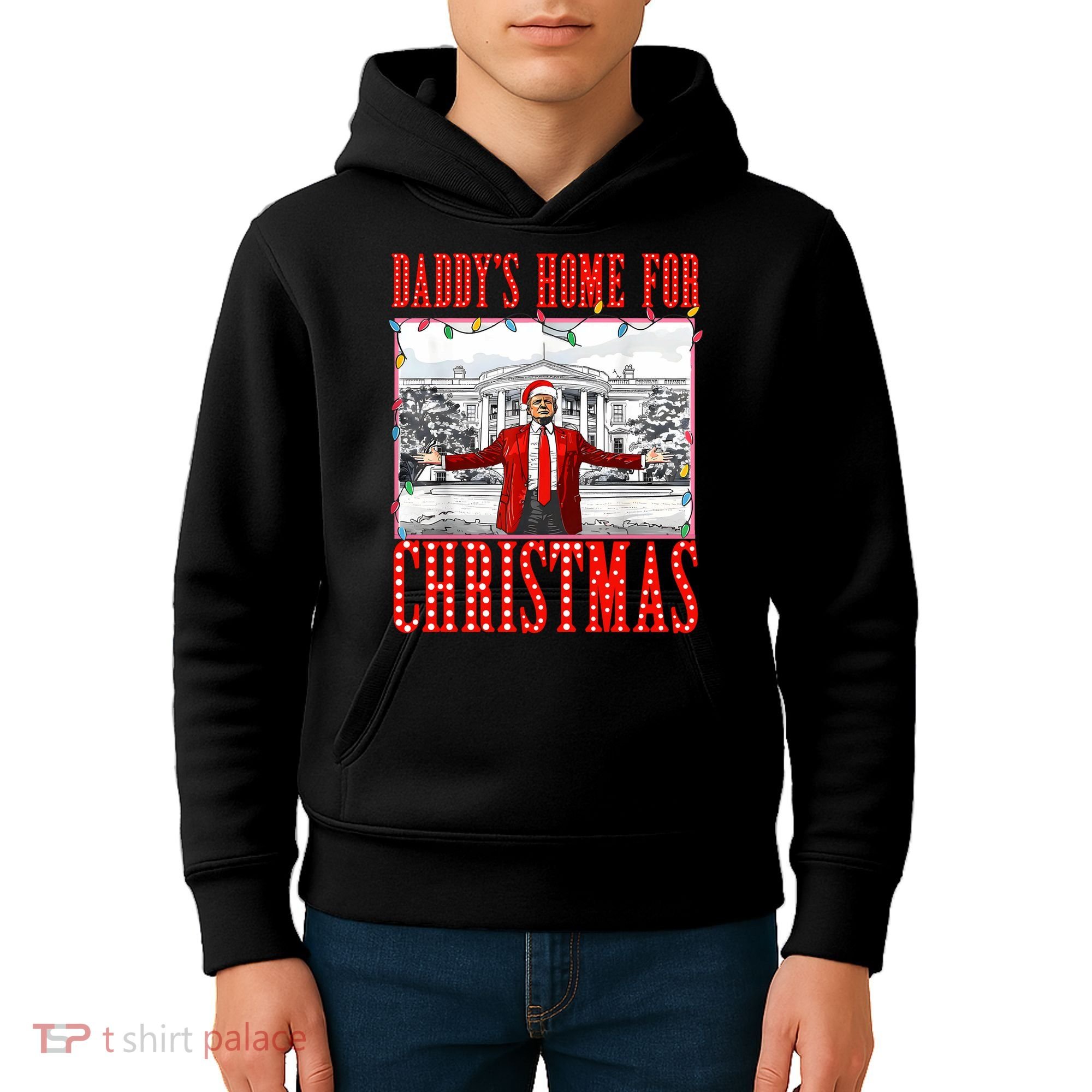 DaddyS Home For Christmas Trump Kids Hoodie