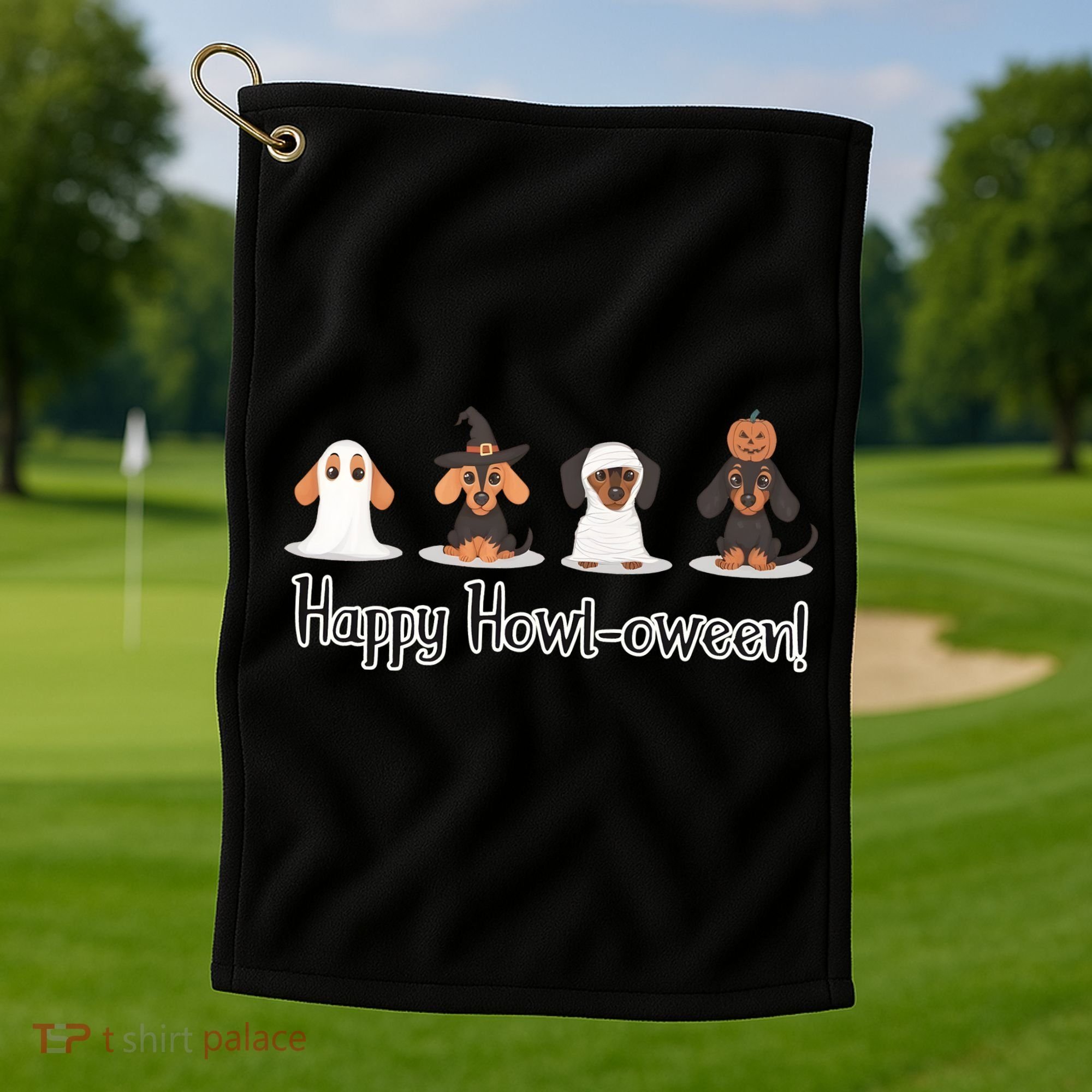 Dachshund Halloween Funny Witch Dog Lover Halloween Spooky Season Golf Towel