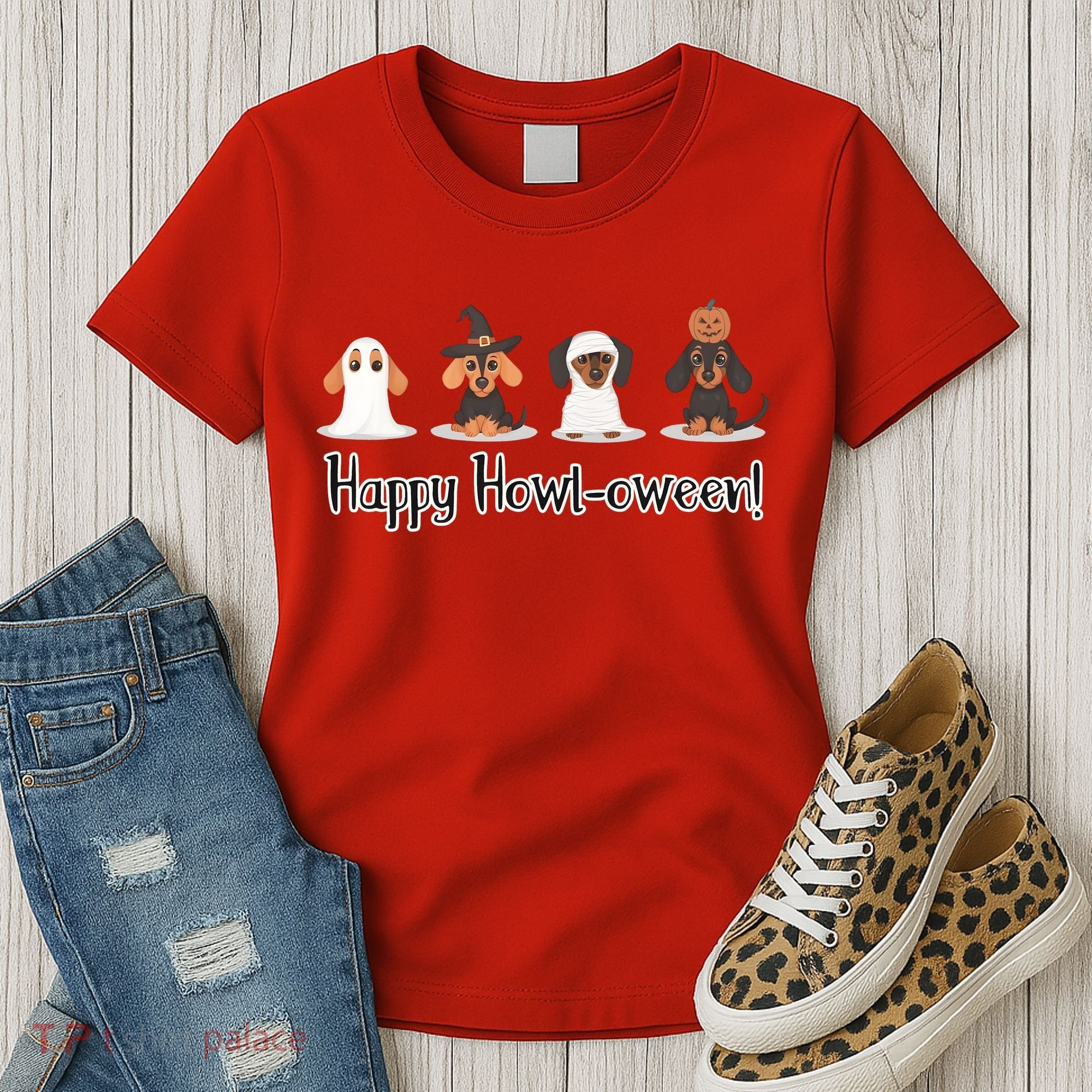 Dachshund Halloween Funny Witch Dog Lover Halloween Spooky Season Women's T-Shirt