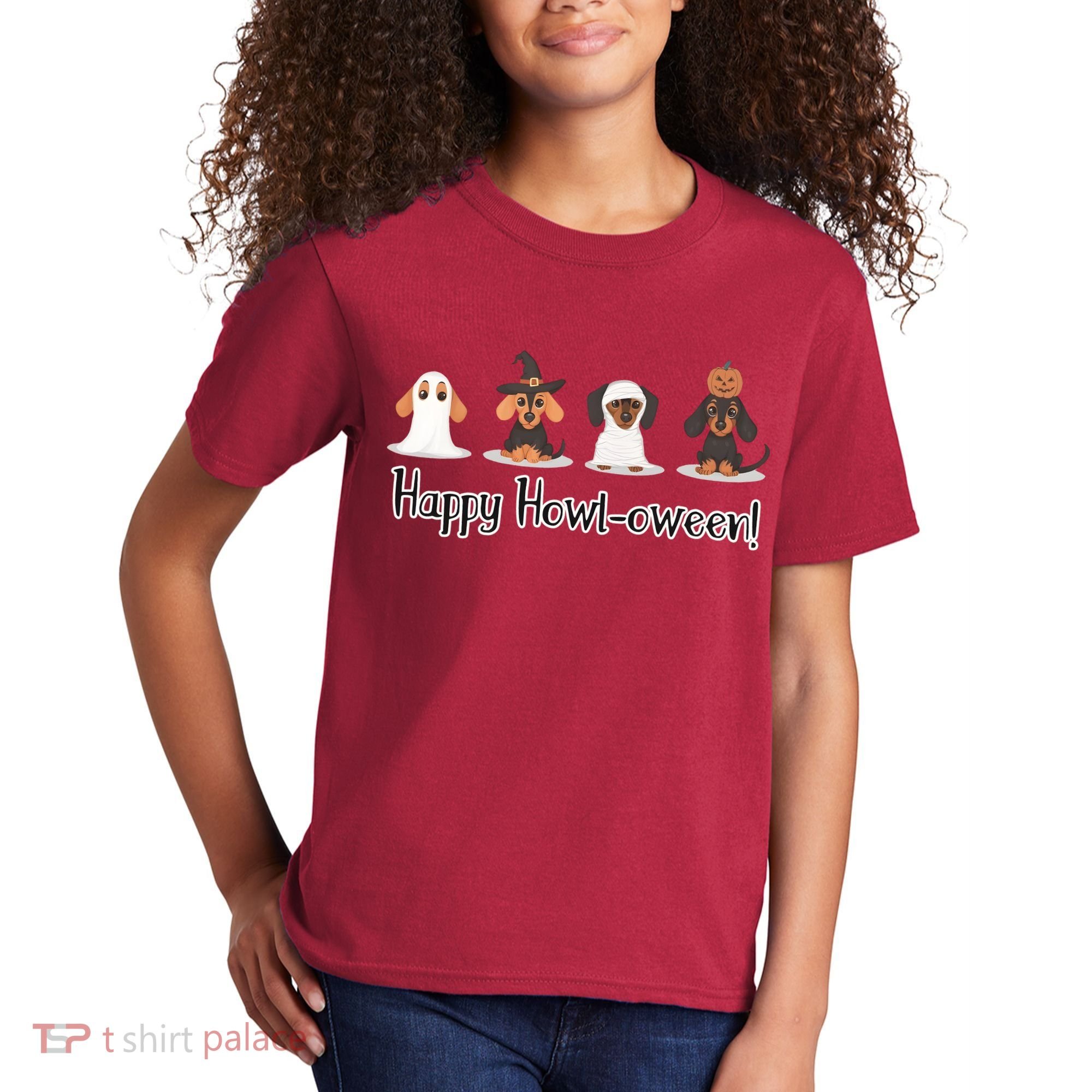 Dachshund Halloween Funny Witch Dog Lover Halloween Spooky Season Kids T-Shirt