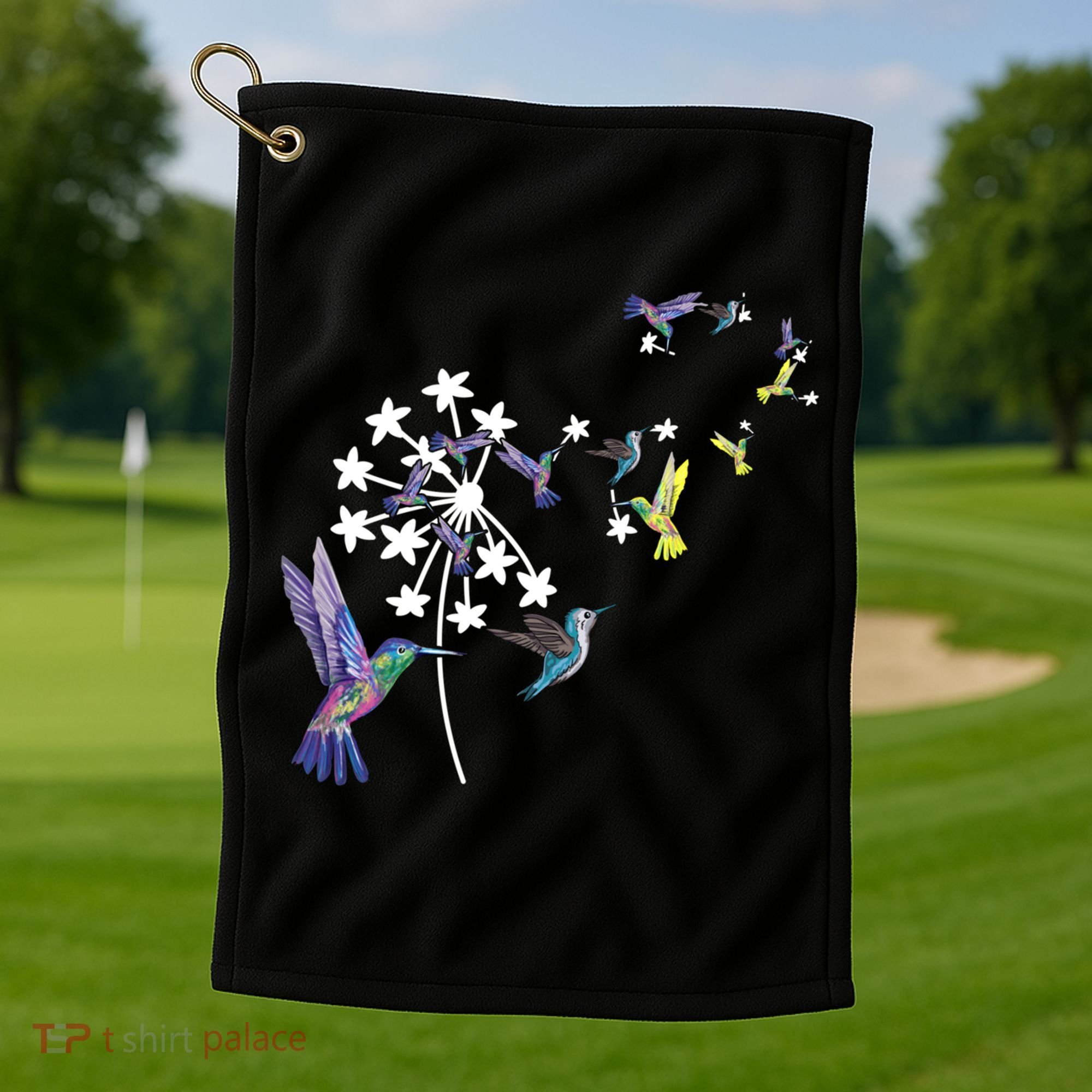 Dandelion Hummingbird Flower For Birdwatcher Herbalist Gift Golf Towel