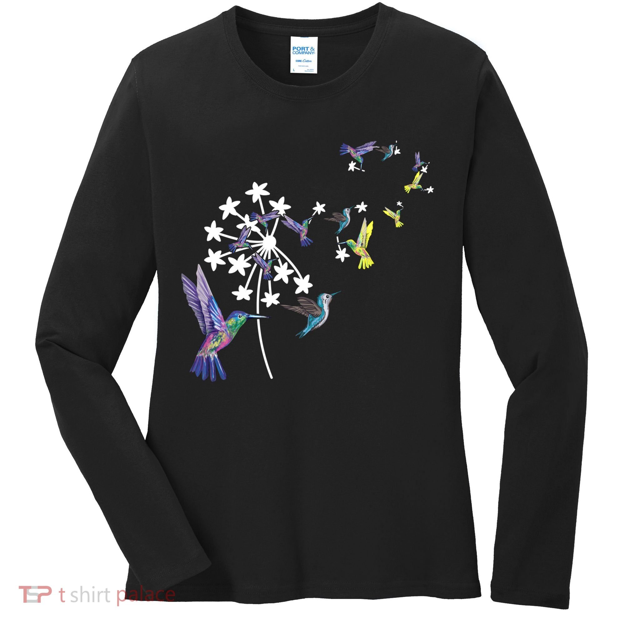 Dandelion Hummingbird Flower For Birdwatcher Herbalist Gift Women's Long Sleeve Shirt