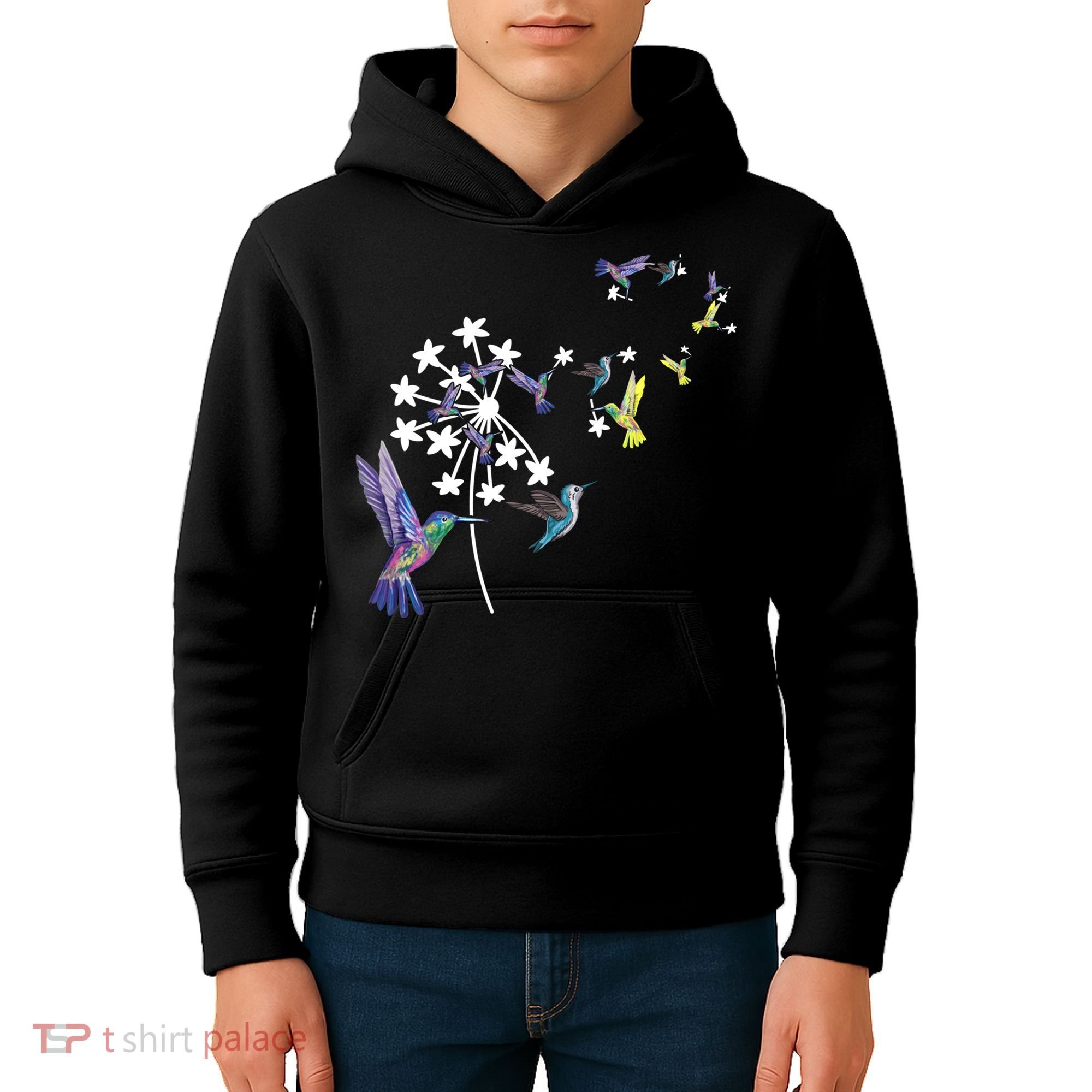 Dandelion Hummingbird Flower For Birdwatcher Herbalist Gift Kids Hoodie